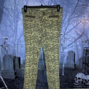 y2k guess camo skinny jeans with zippers